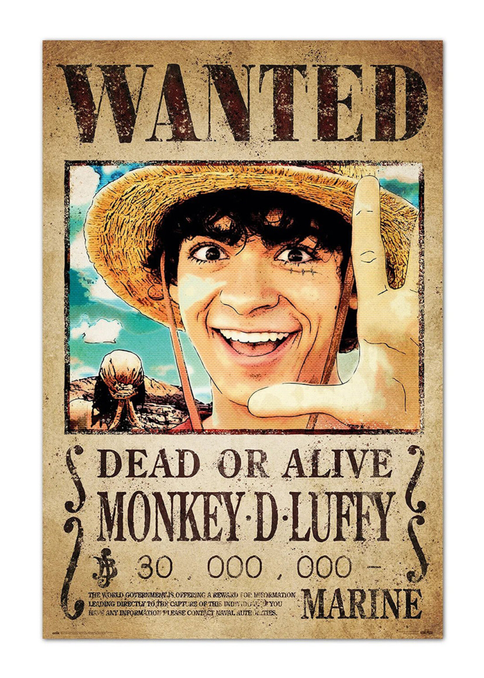One Piece Netflix Wanted Luffy  Poster 61x91cm