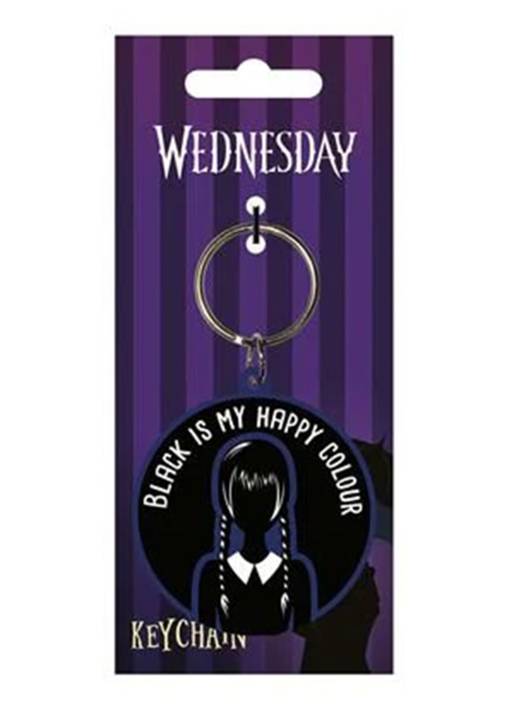 Wednesday Rubber Keychain Black is my Happy Colour