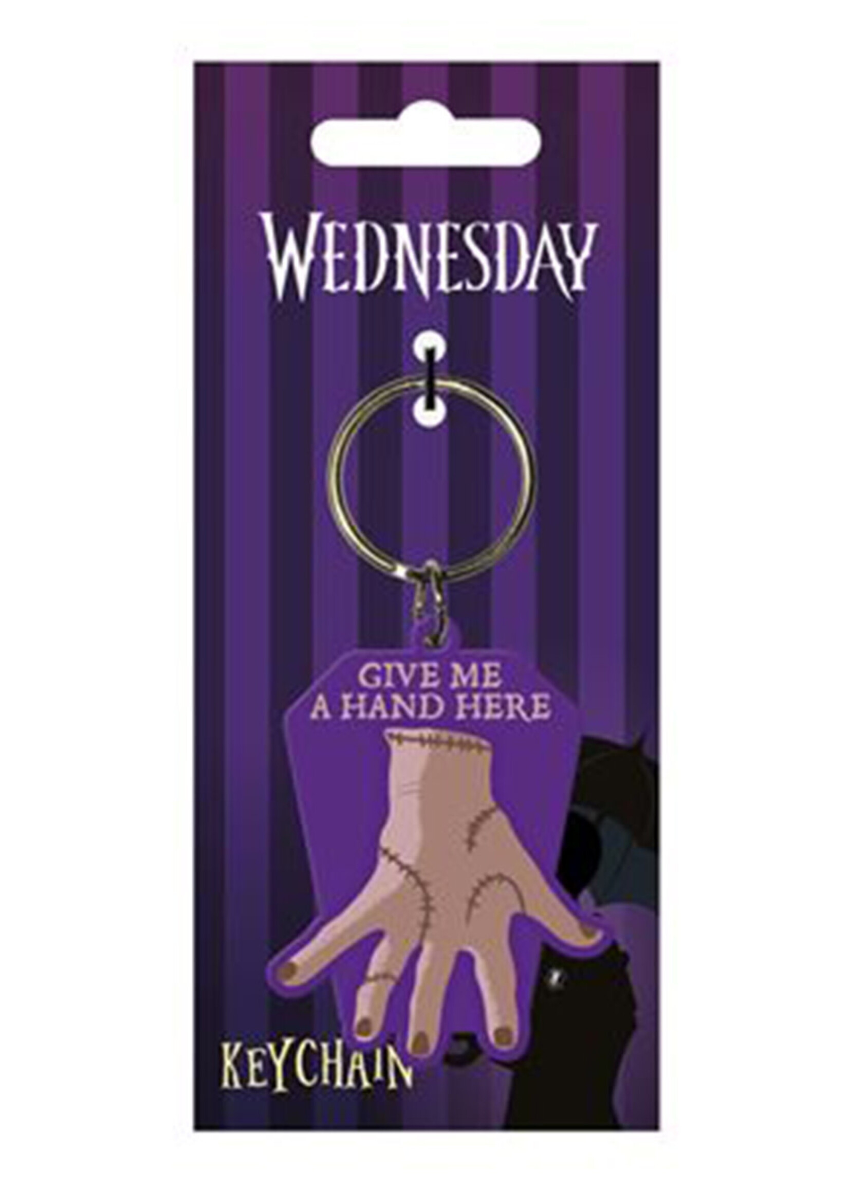 Wednesday Rubber Keychain Give  Me A Hand