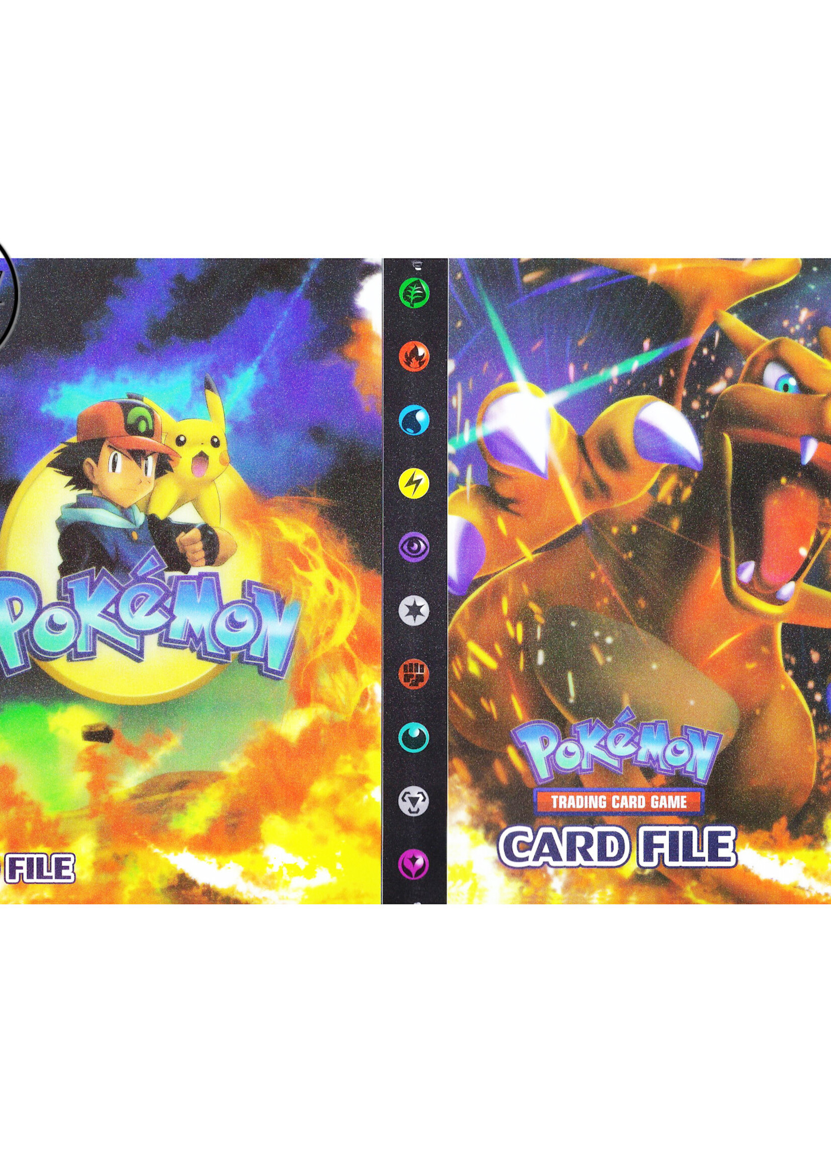 Pokemonmap voor 240 kaarten Charizard, Pikachu en Ash