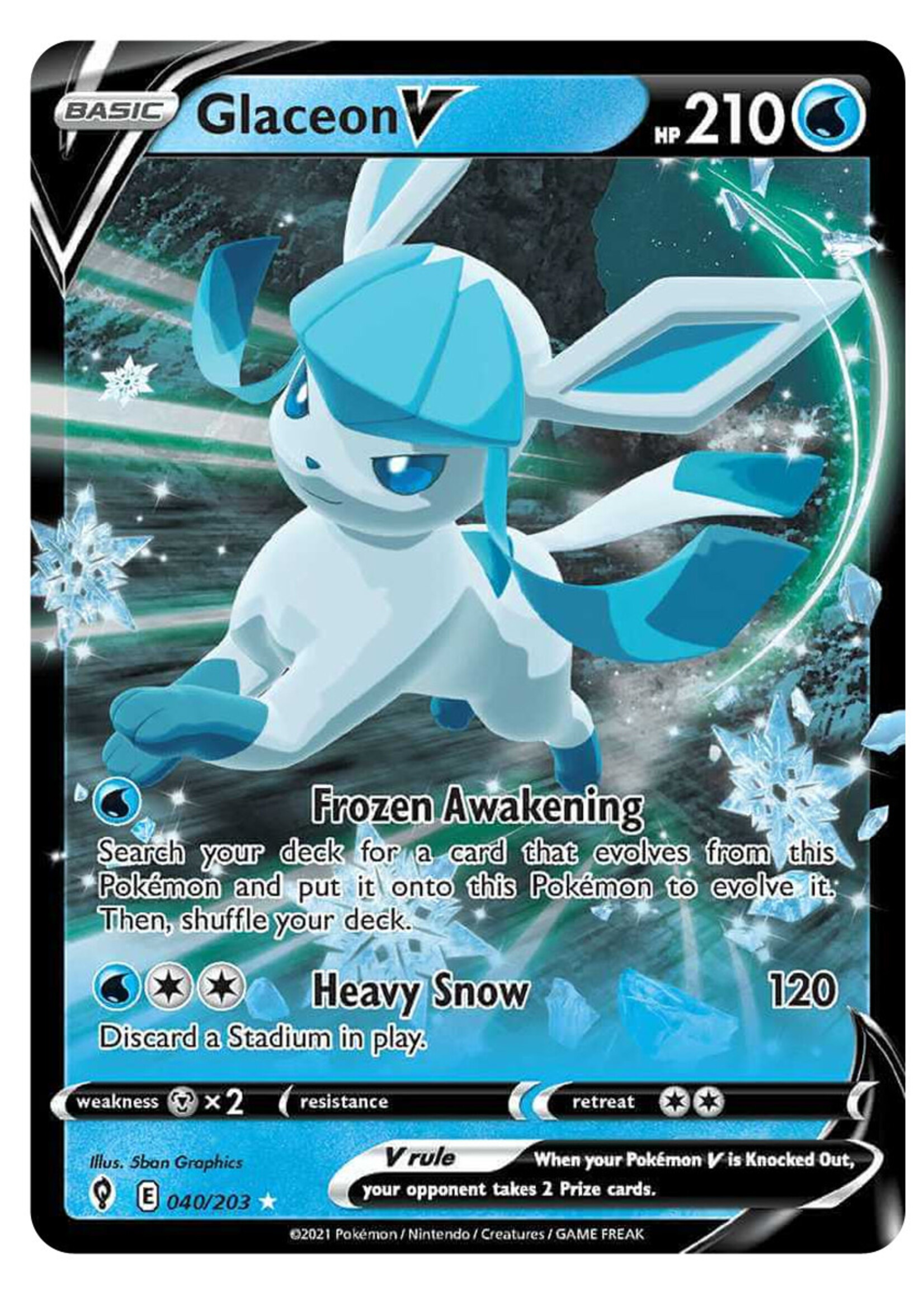 Glaceon V 40 (EVS): played