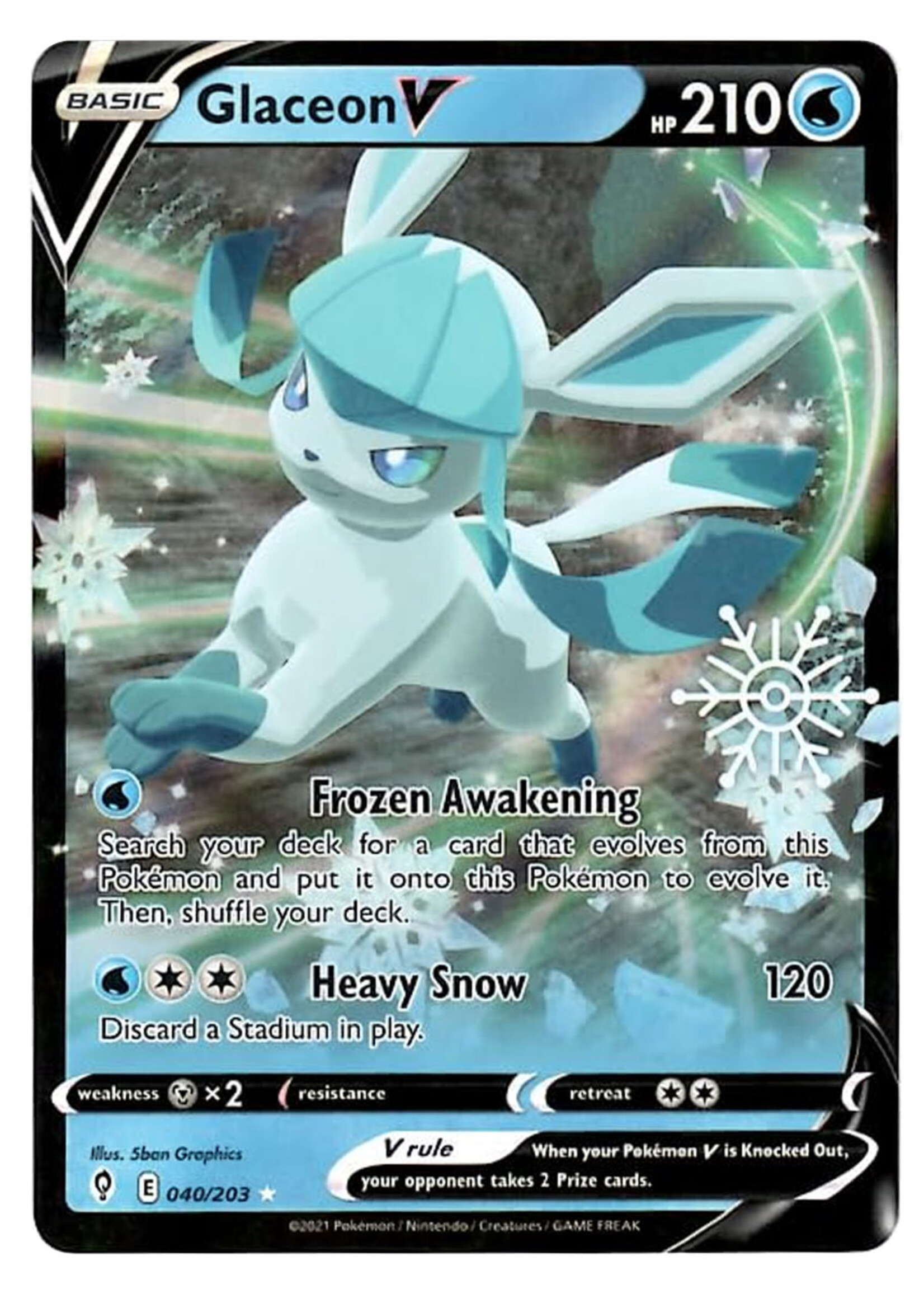 Glaceon V 40 (EVS) Holiday Stamp: excellent
