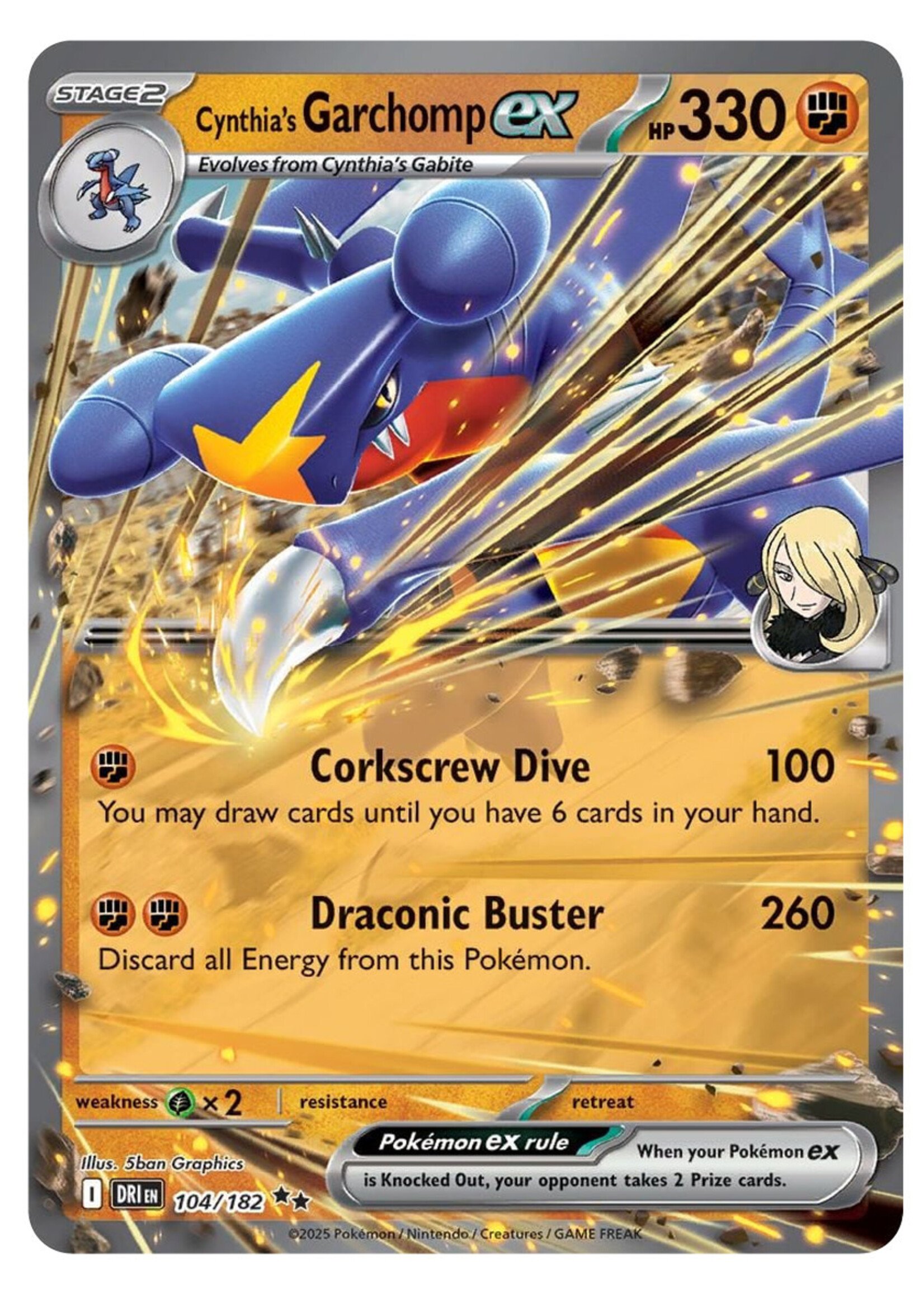 Cynthia's Garchomp Ex 104 (DRI): near mint