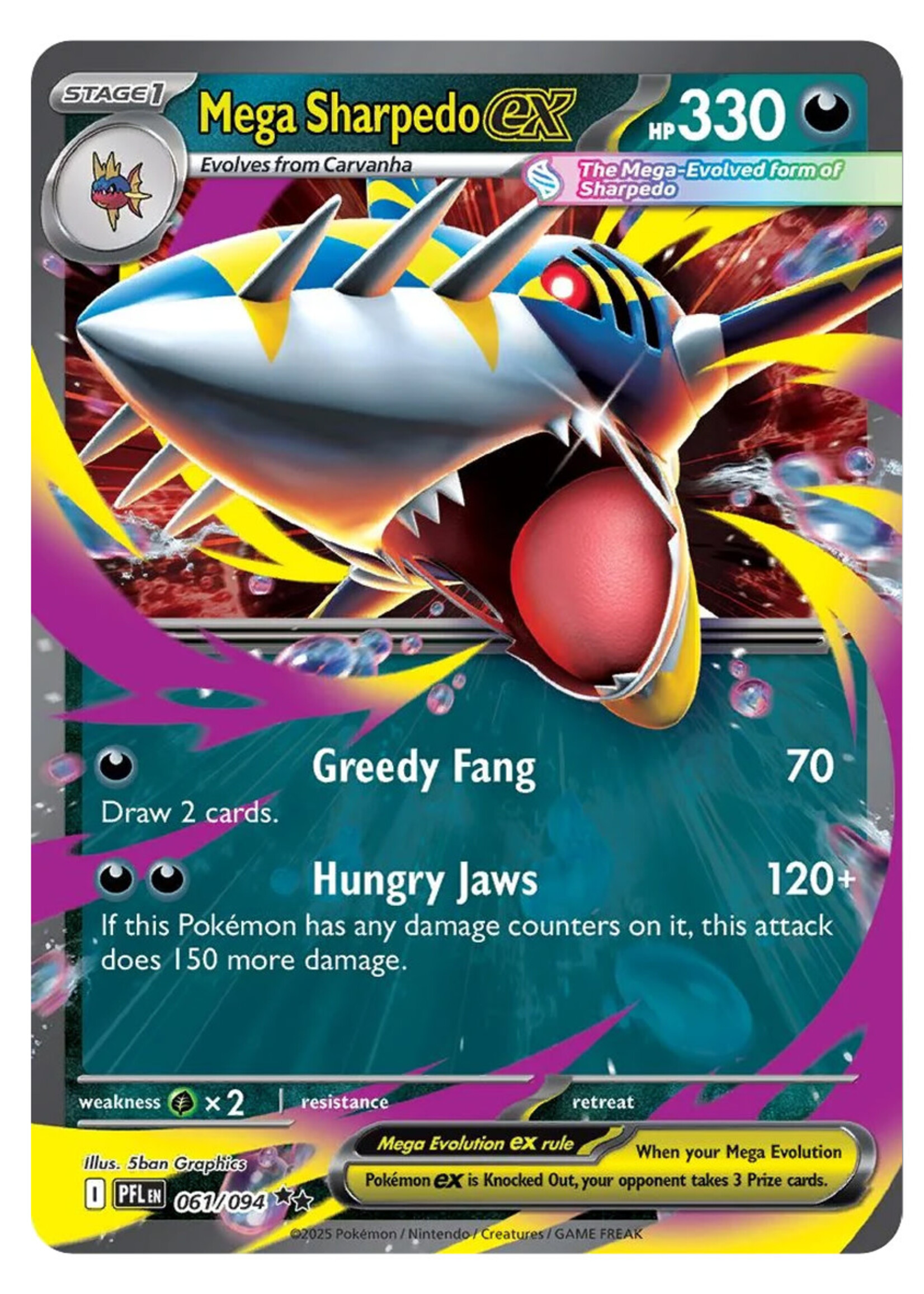 Mega Sharpedo Ex 51 (PFL): near mint