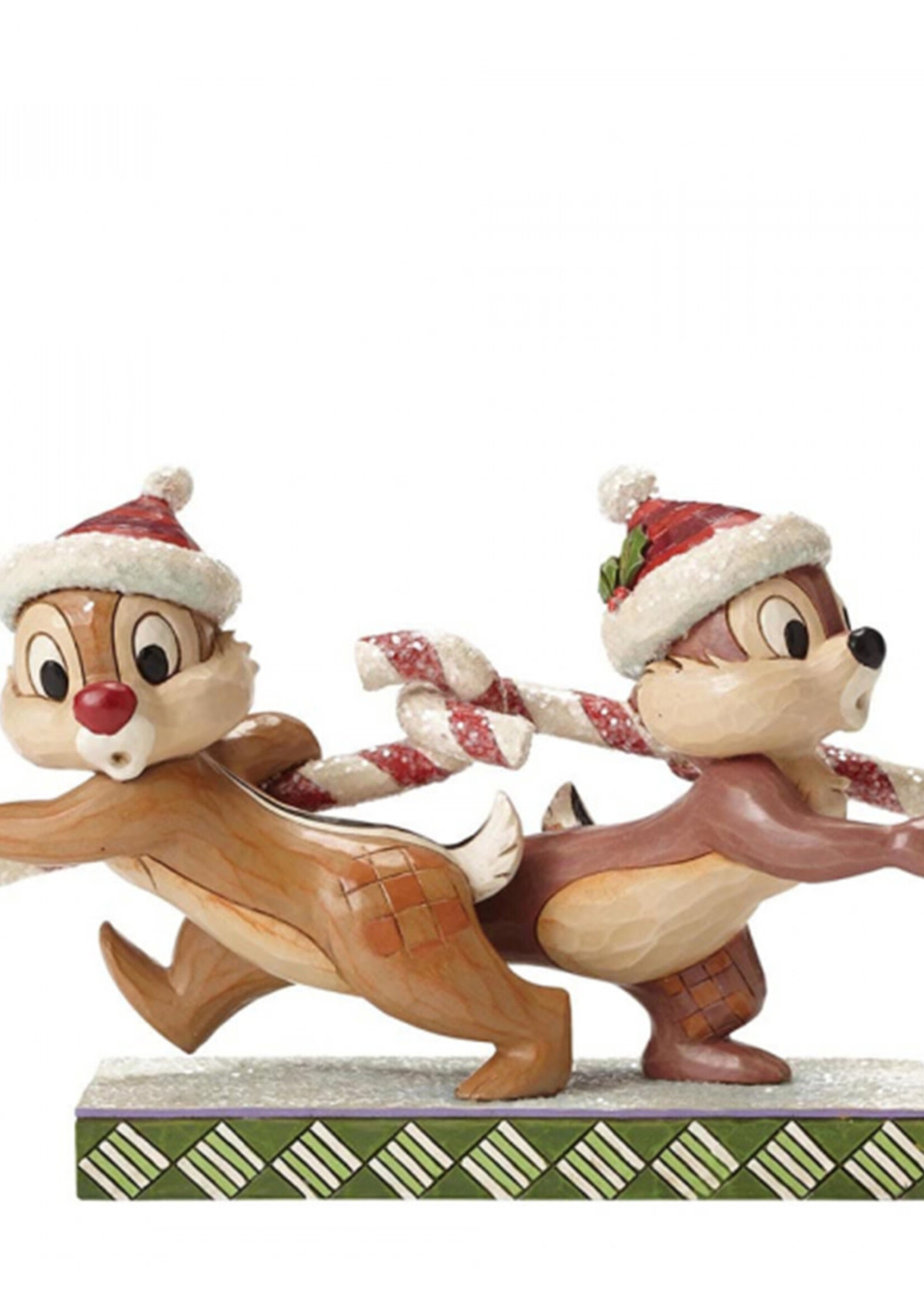 Disney Traditions Statue Chip 'N'  Dale Candy Cane Carpet