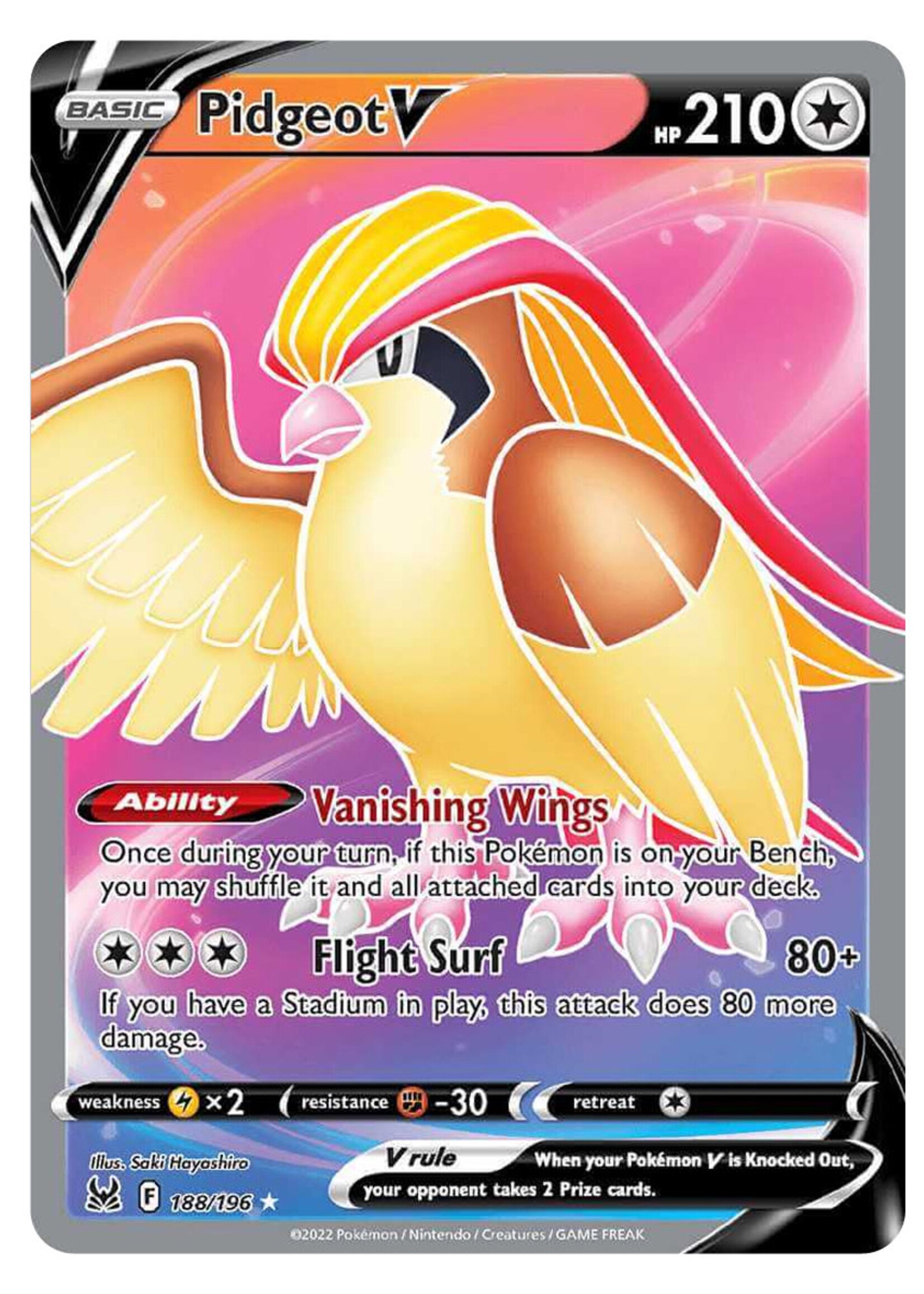 Pidgeot V 188 (LOR): excellent