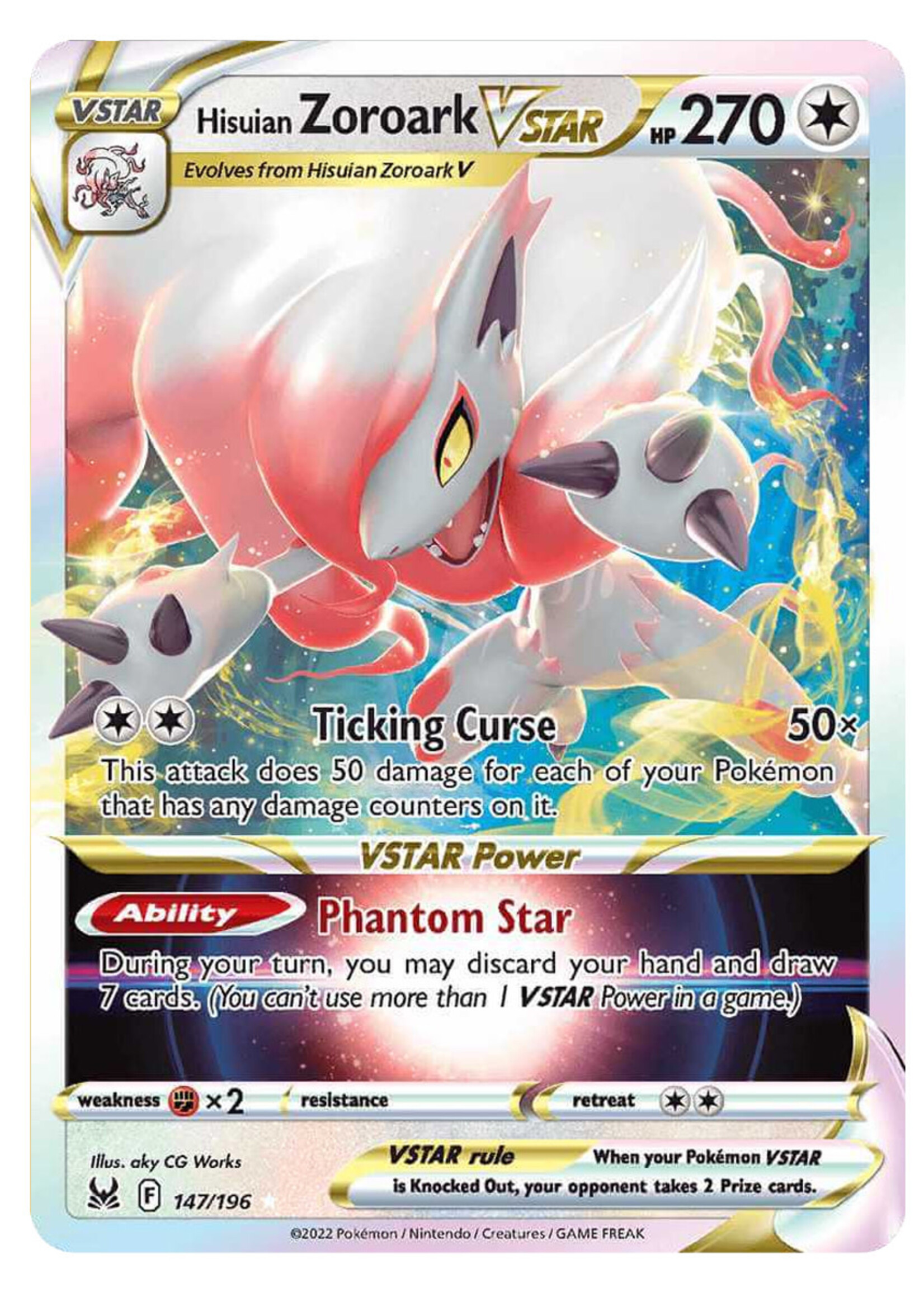 Hisuian Zoroark Vstar 147 (LOR): excellent