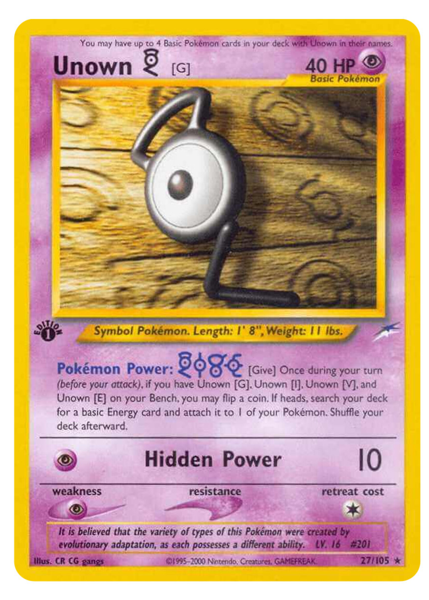 Unown [G] 27 (NDE) 1st Edition CGC Grade 8.5
