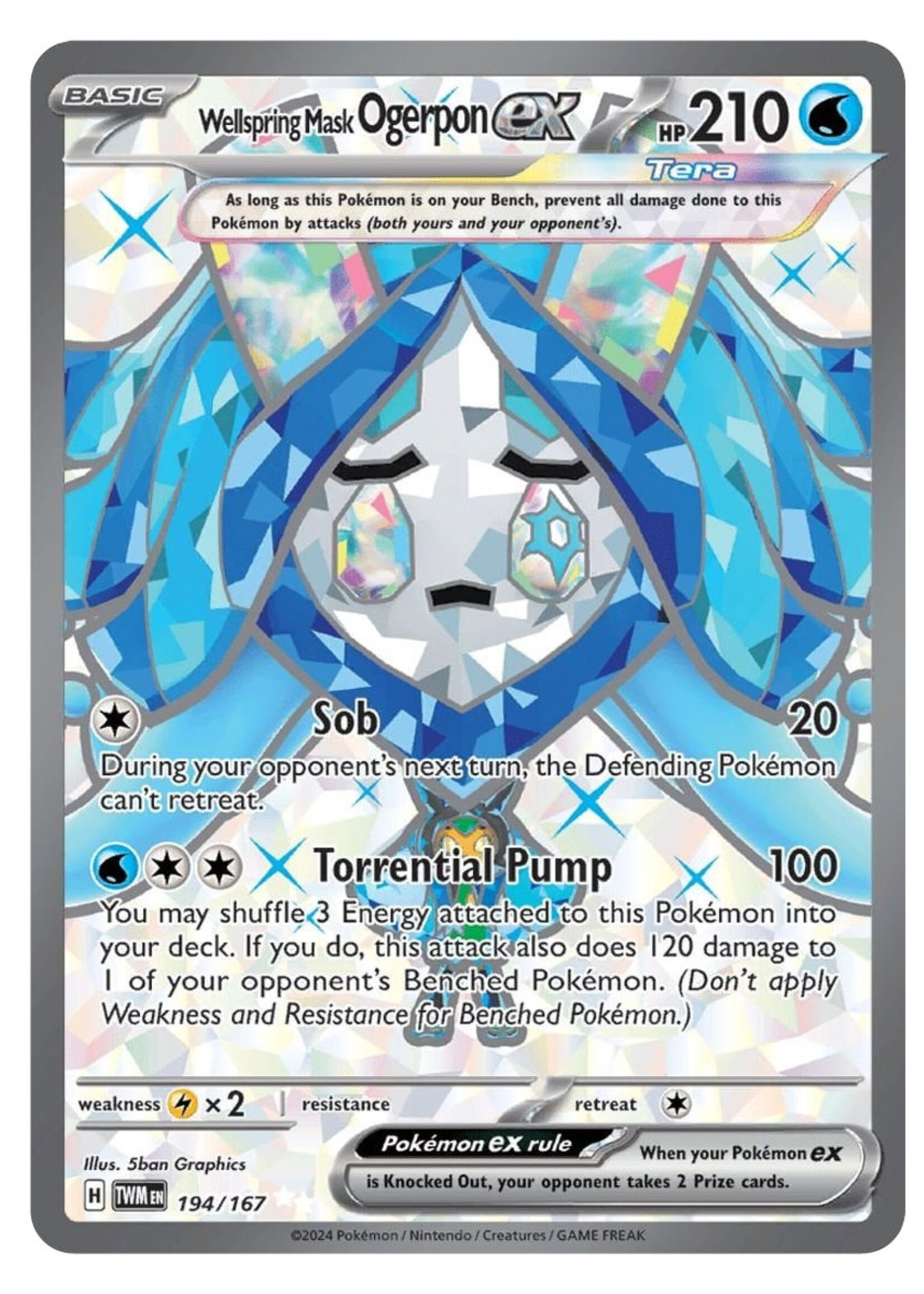 Wellspring Mask Ogerpon Ex 194 (TWM): near mint