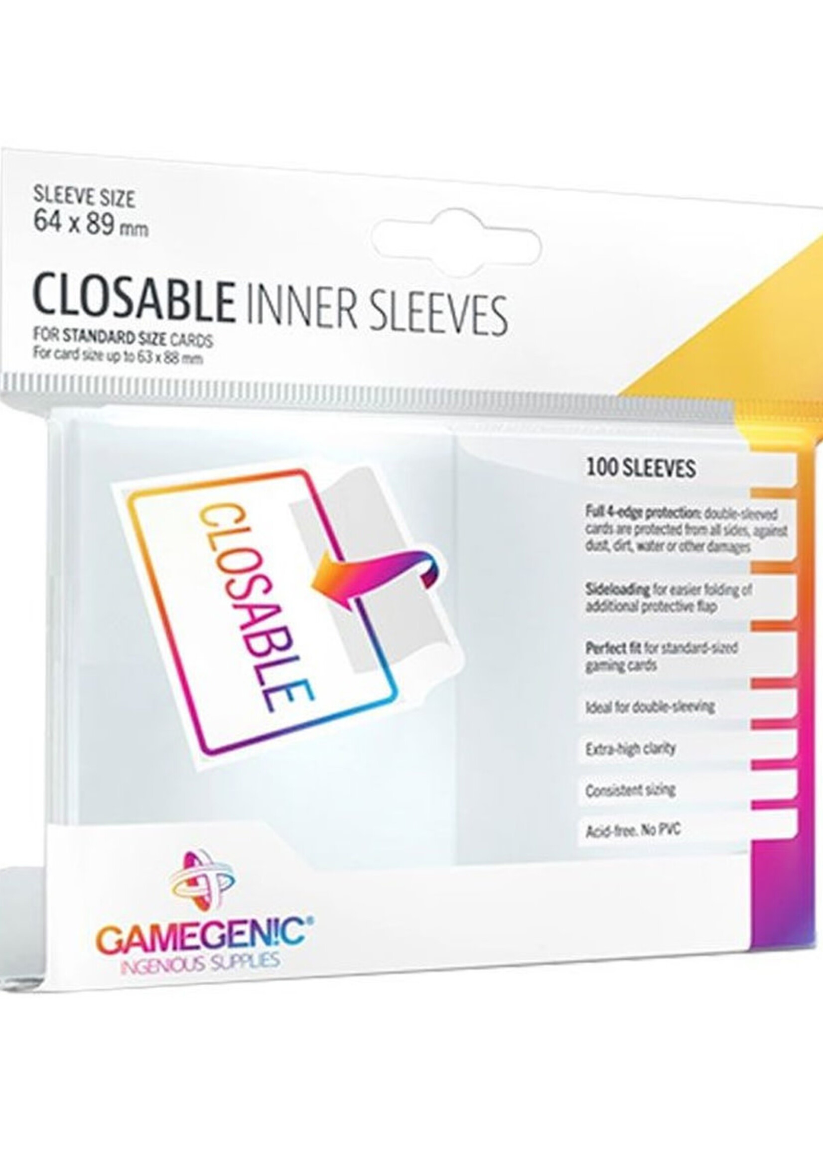 GameGenic Closable Inner  Sleeves 64x89mm (100) Clear