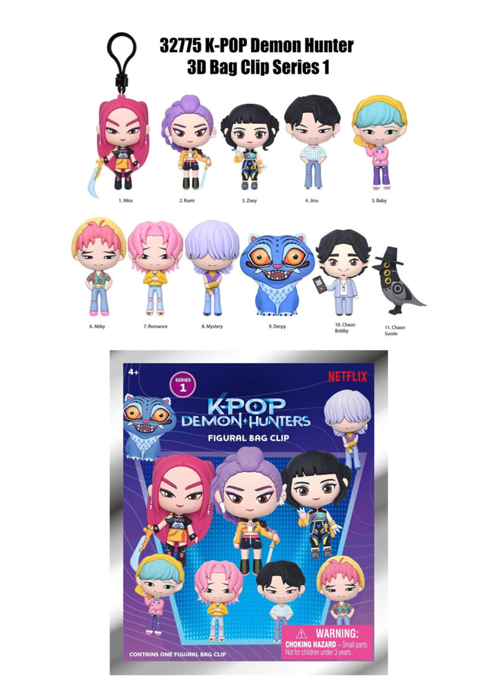 K-Pop Demon Hunter 3D PVC Bag Clips Series 1 Mystery