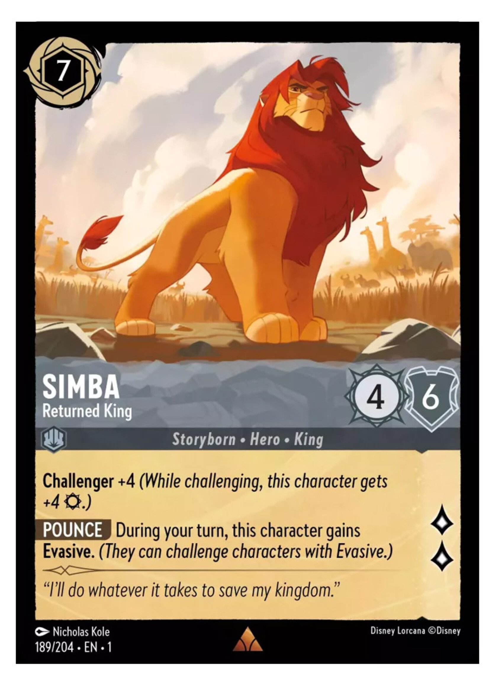 Simba Returned King 189 (1TFC) Foil