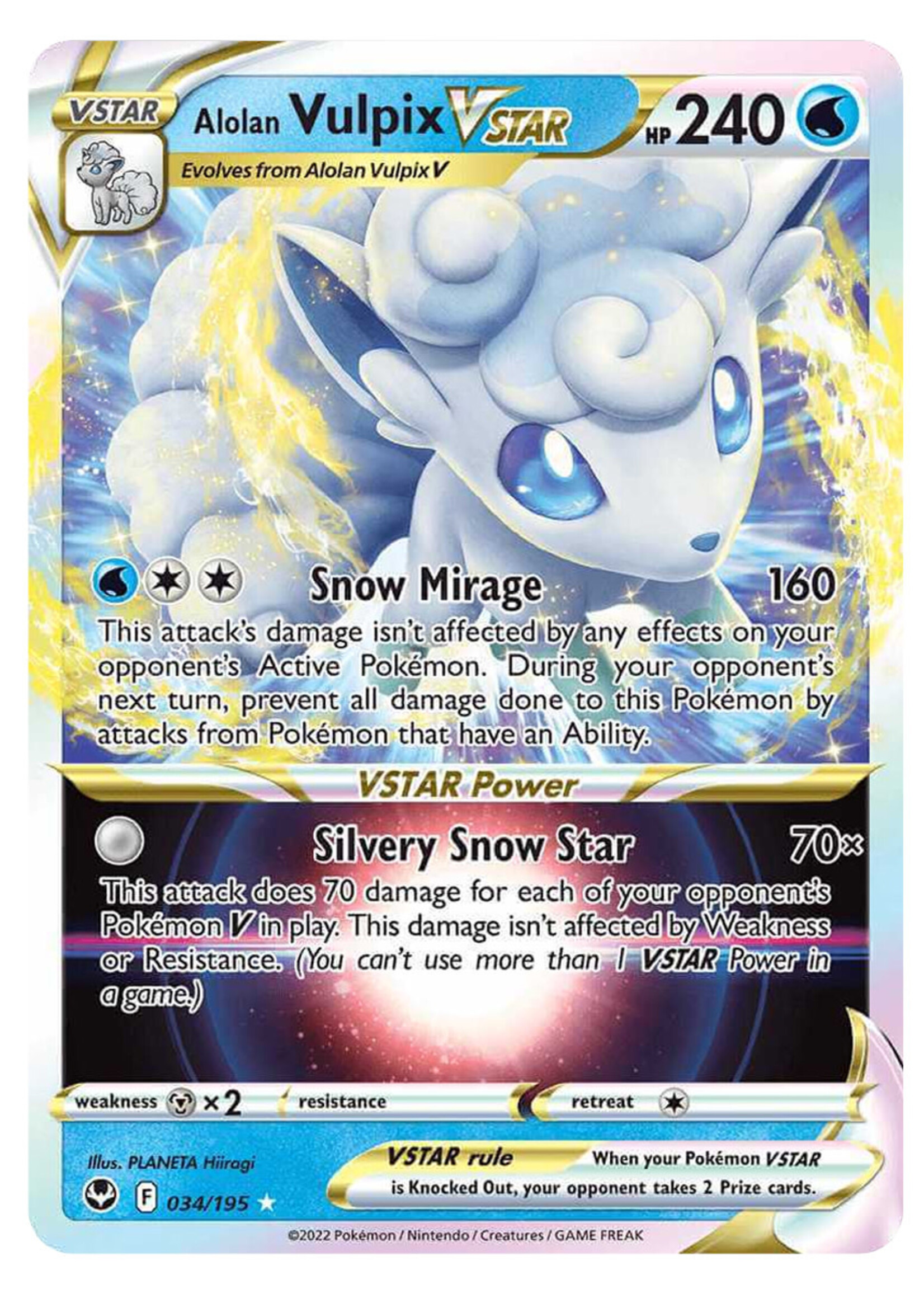 Alolan Vulpix Vstar 34 (SIT): excellent
