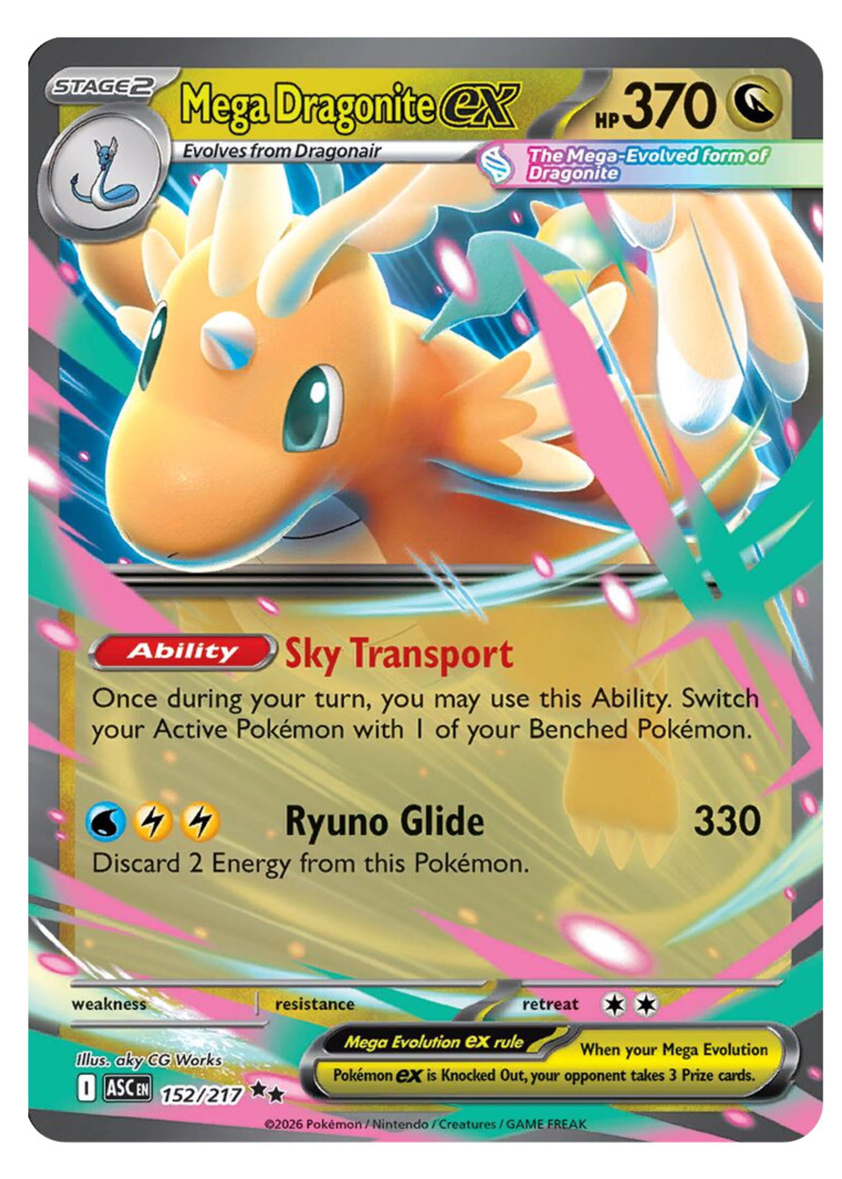 Mega Dragonite Ex 152 (ASC): near mint