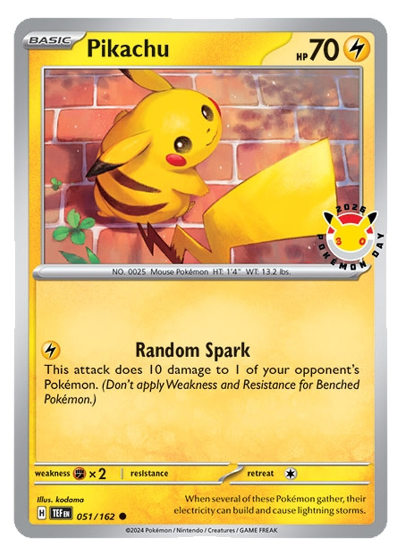 Pikachu 51 (TEF) 30th Anniversary Stamp: near mint