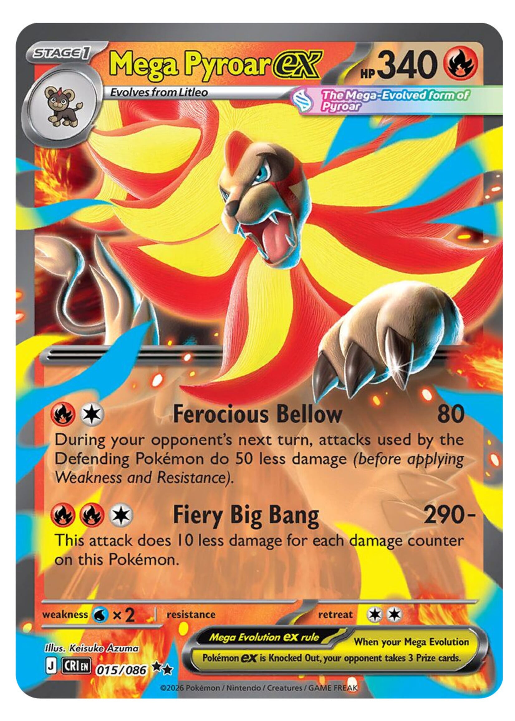 Mega Pyroar Ex 15 (CRI): near mint