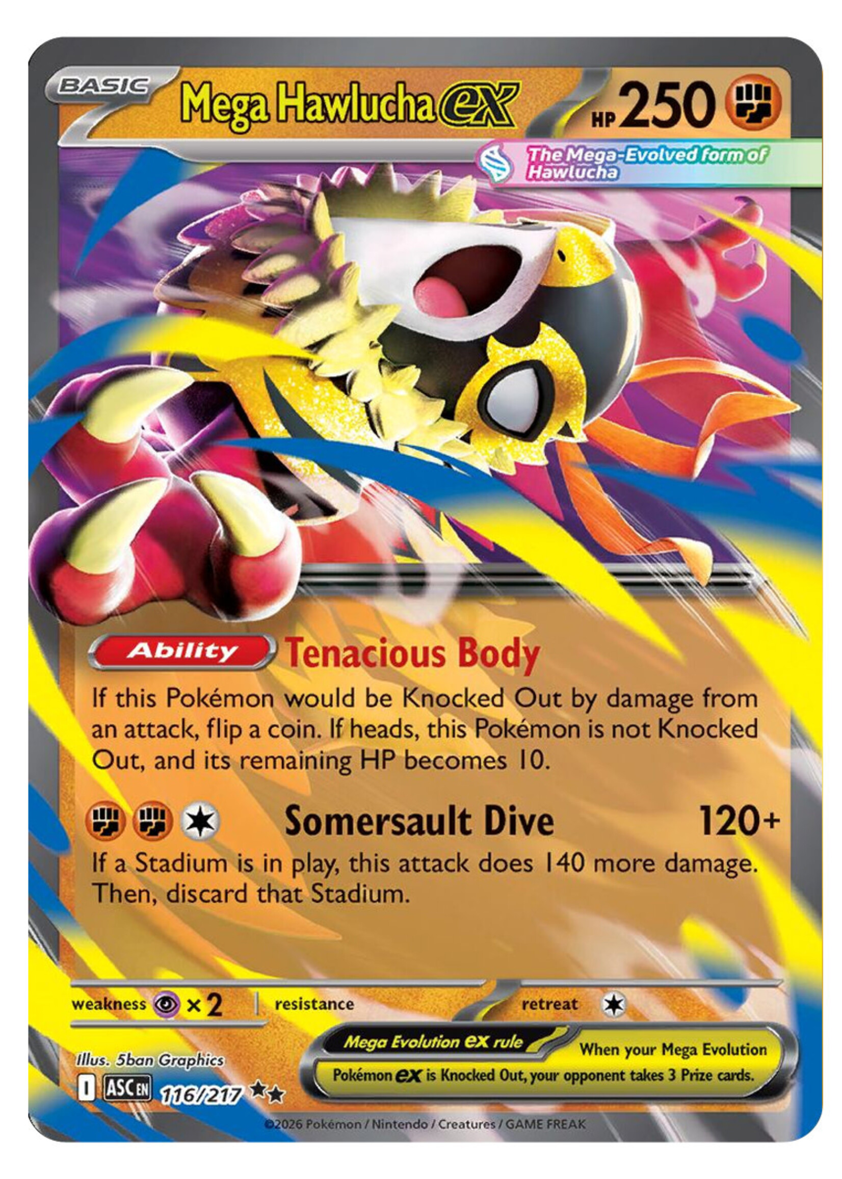 Mega Hawlucha Ex 116 (ASC): near mint