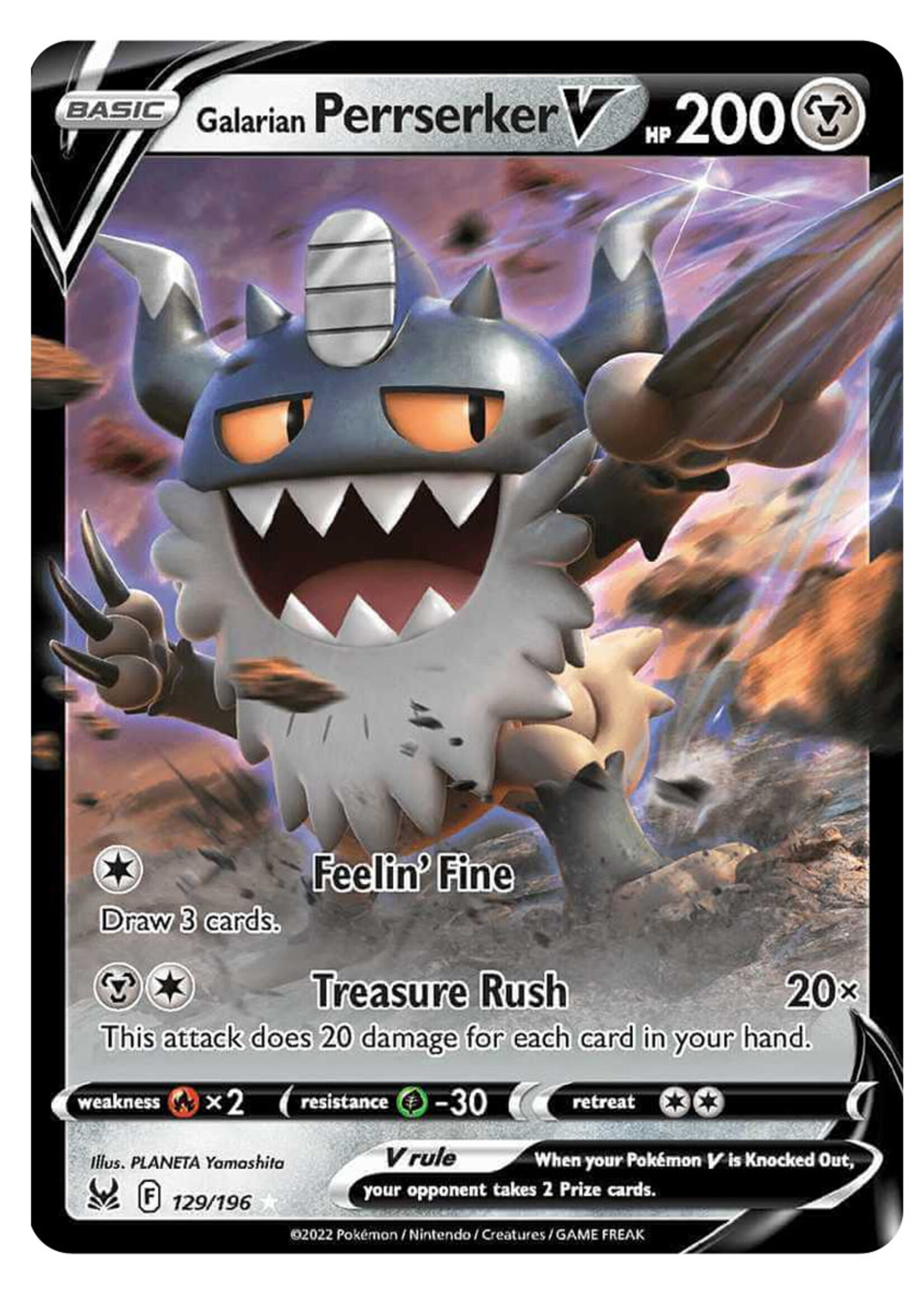 Galarian Perrserker V 129 (LOR): near mint