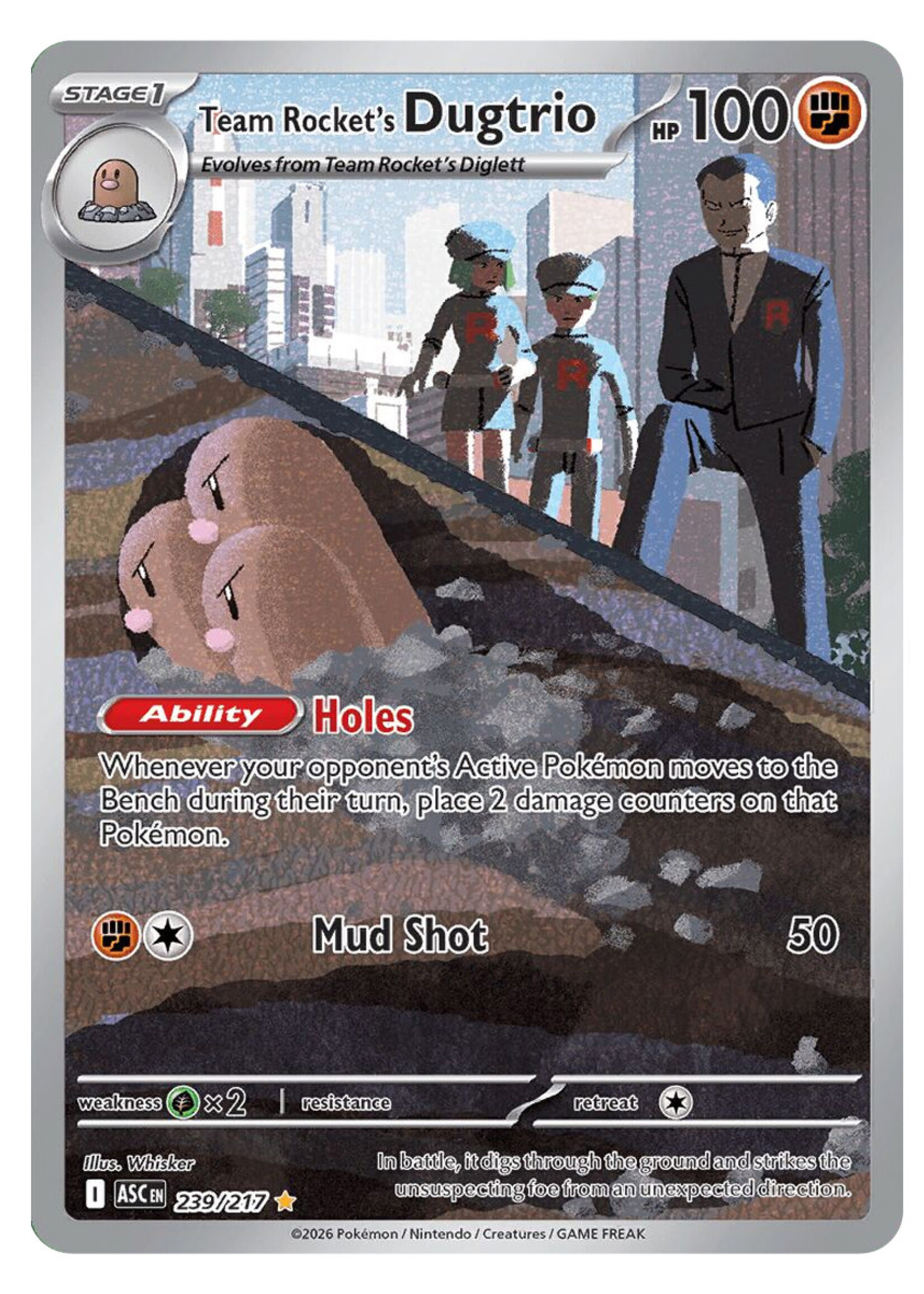 Team Rocket's Dugtrio 239 (ASC): near mint