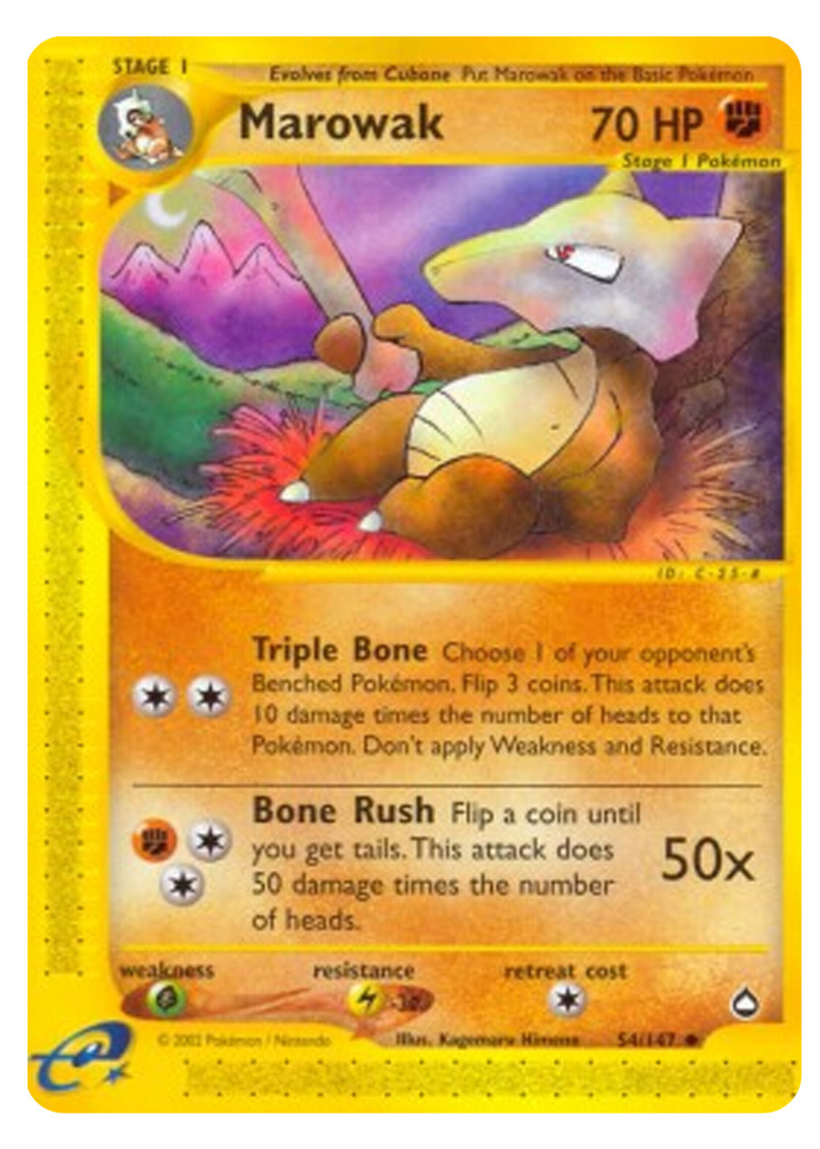 Marowak 54 (AQ) Reverse Holo: light played