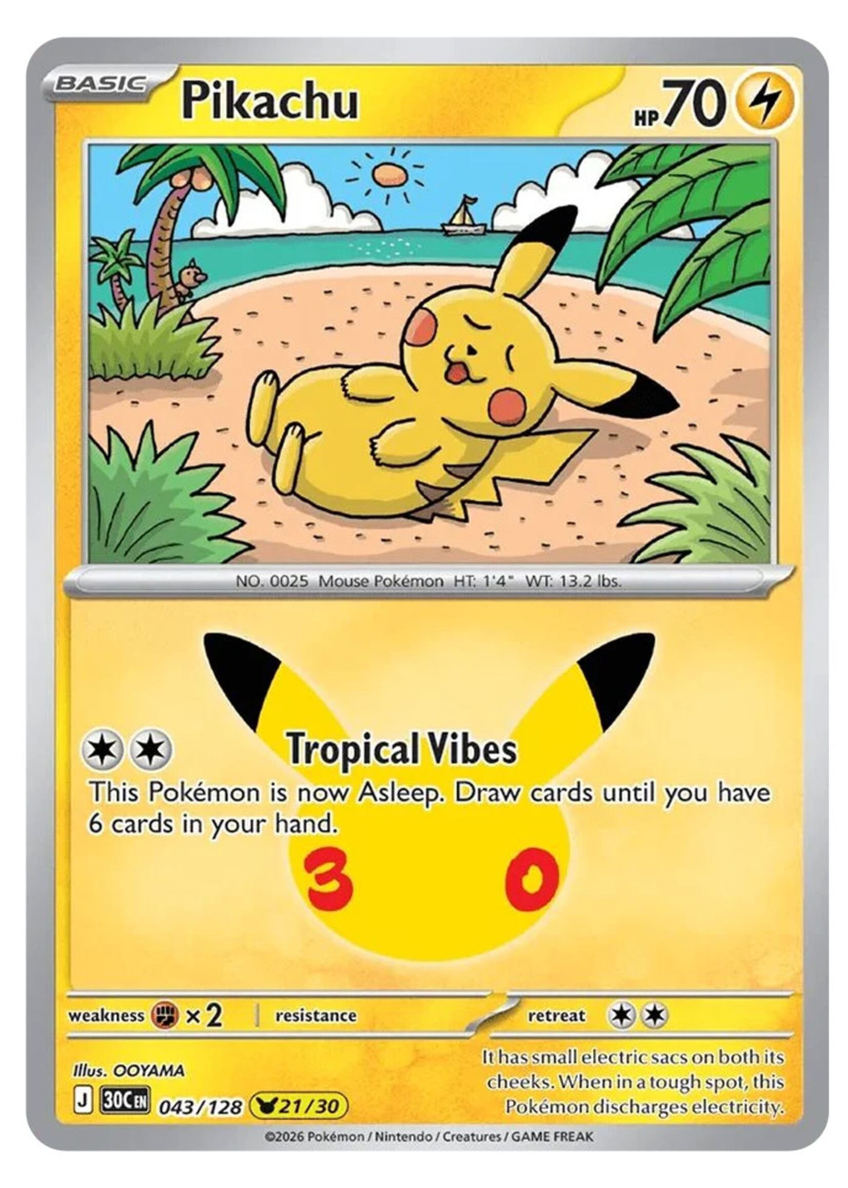 Pikachu 43 (30C): near mint