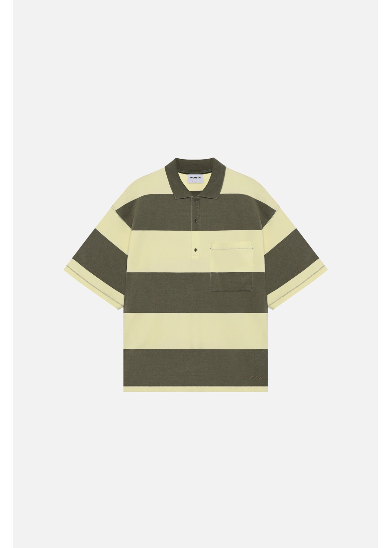 Won Hundred Won Hundred Topper Striped Polo - Beetle Green