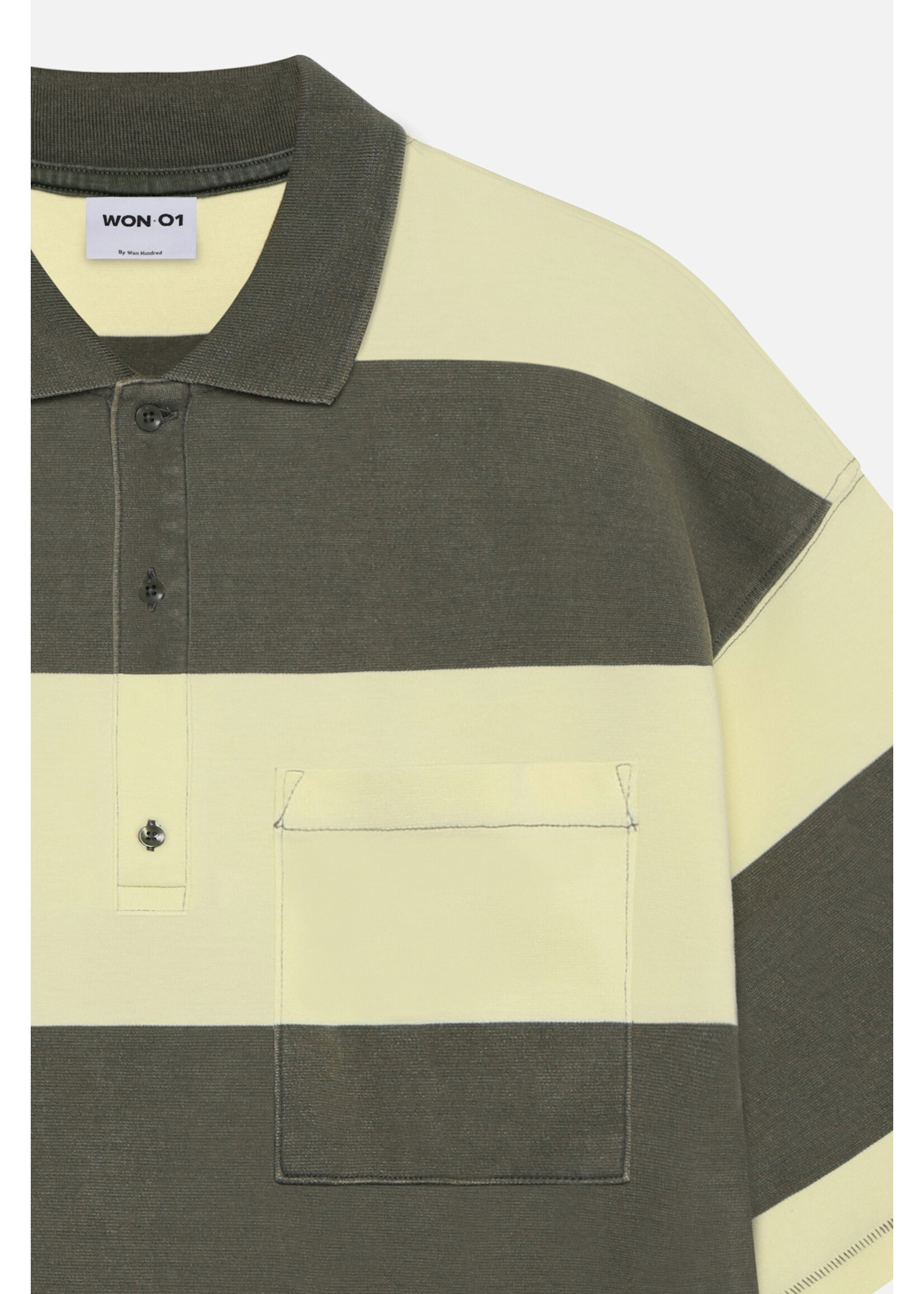 Won Hundred Won Hundred Topper Striped Polo - Beetle Green