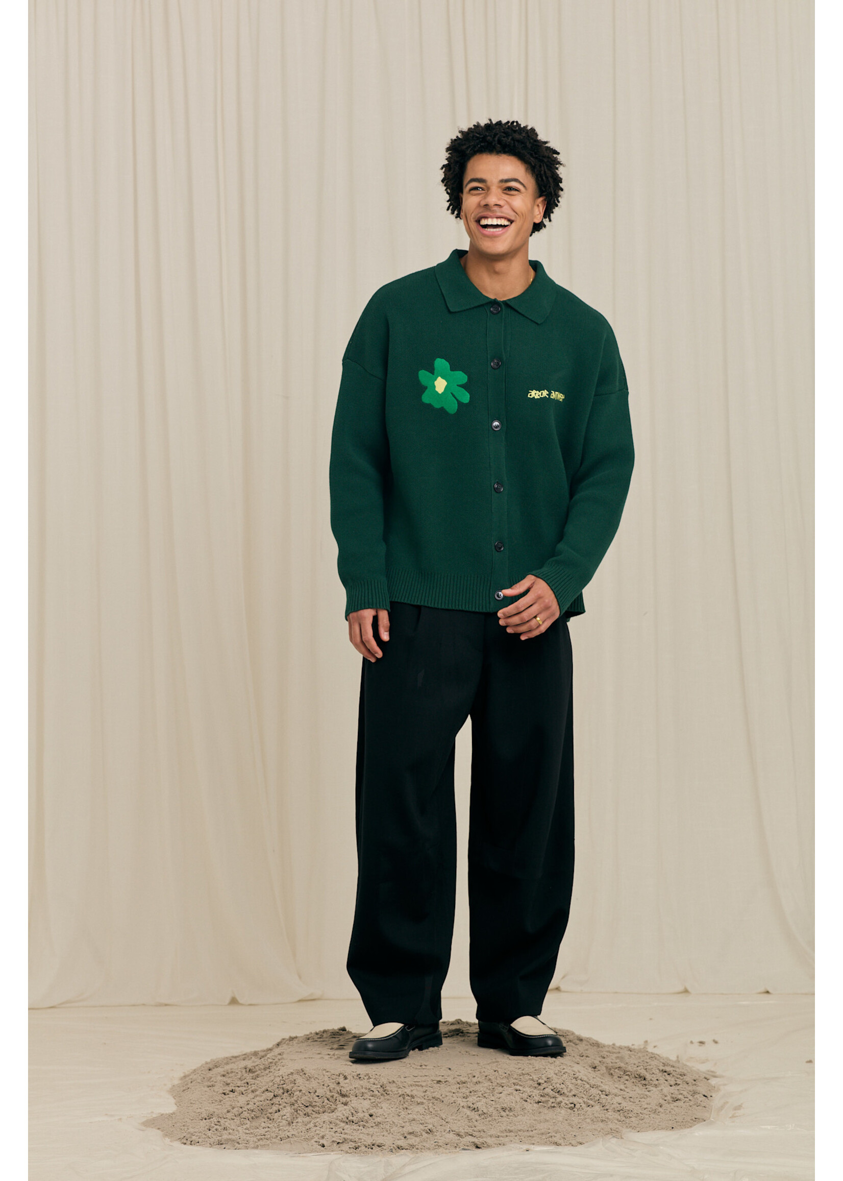 Arbor Antwerp Arbor Antwerp Flower Polo Knit - Green