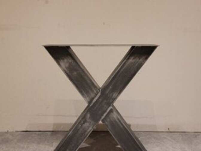 Metal table leg X – rustic black (per set)