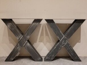 Metal table leg X – rustic black (per set) W60xD60xH67x100