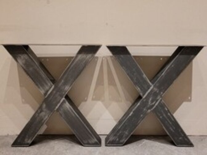 Metal table leg X – rustic black (per set)