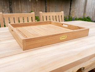 Teak square serving tray 60 × 60
