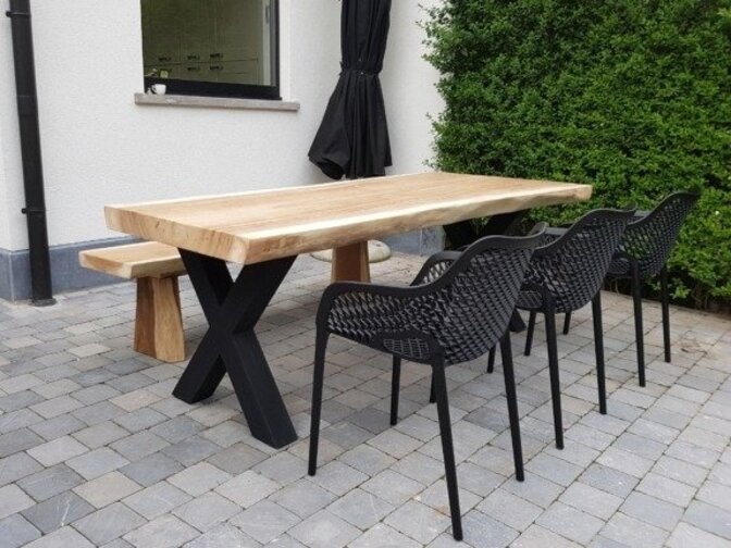 Suar tree trunk table 100/110 x 220 cm x 10cm