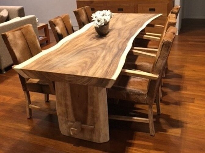 Robust tree trunk top table 100/110 x280 cm x 10cm