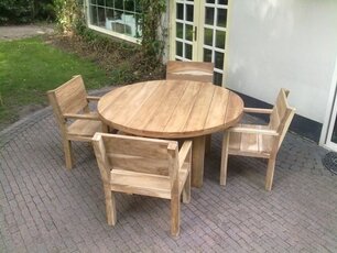 Teak Napoli round garden table 155x75 cm