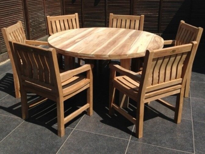 Teak Napoli round garden table 155x75 cm
