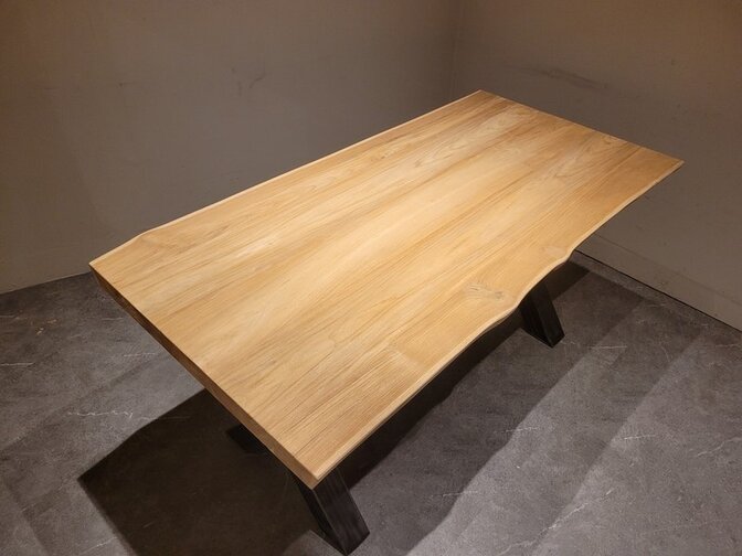Teak tree trunk tabletop 80 × 160 cm for indoor use