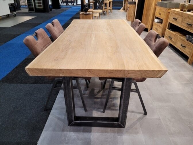 Teak tree trunk tabletop for indoor use 90 × 200 x 6cm