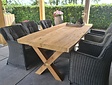 Teak tree trunk tabletop for indoor use 95 × 240 x 6 cm