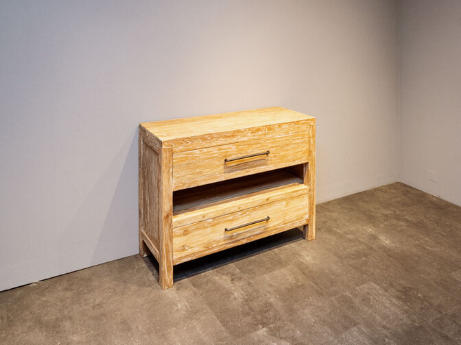 Teak bathroom vanity 110 × 45 × 85 cm – white wash.