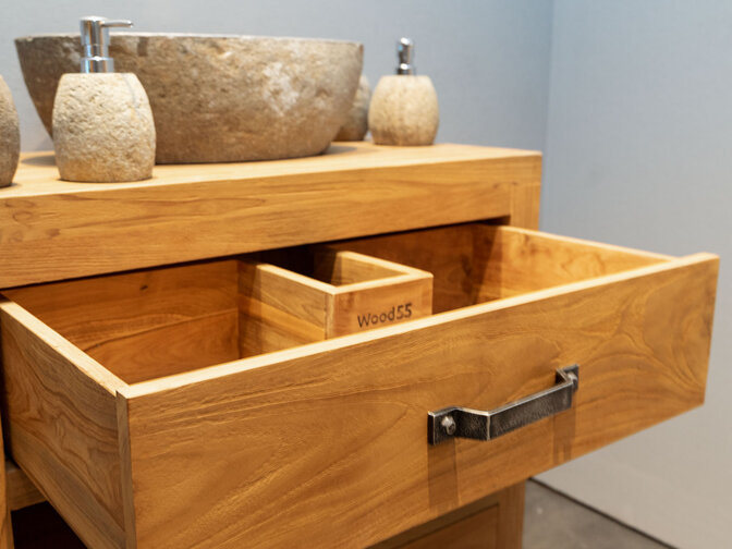 Wooden bathroom vanity 80 × 45 × 85 cm – natural