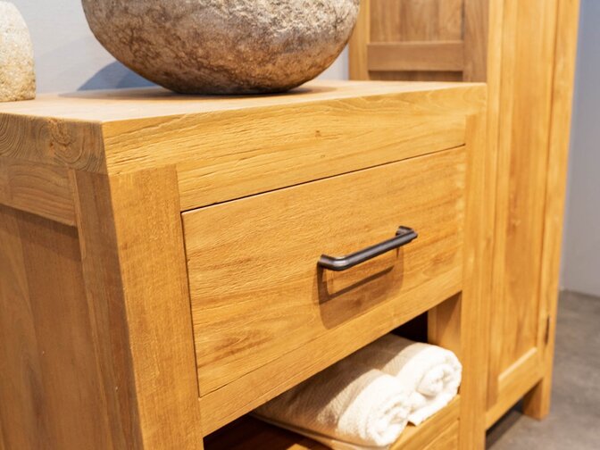 Wooden bathroom vanity 60 × 42 × 85 cm – natural