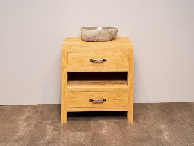 Wooden bathroom vanity 80 × 45 × 85 cm – natural
