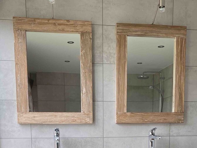 Mirror 68x85x9cm White Wash - Teak