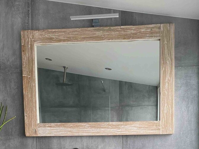 Mirror 98x85x9cm White Wash - Teak
