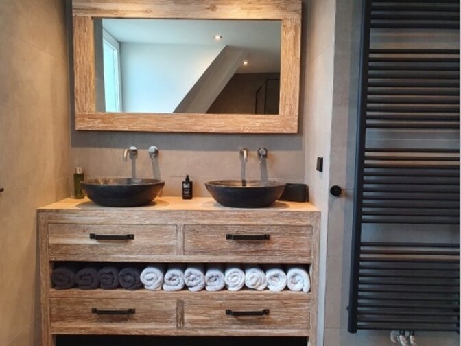 Mirror 128x85x9cm White Wash - Teak