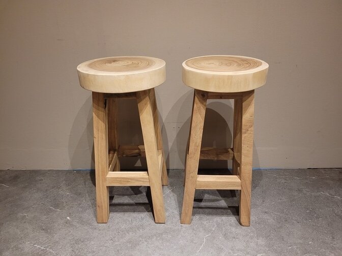 Tree trunk bar stool - round - 35x75x7 cm