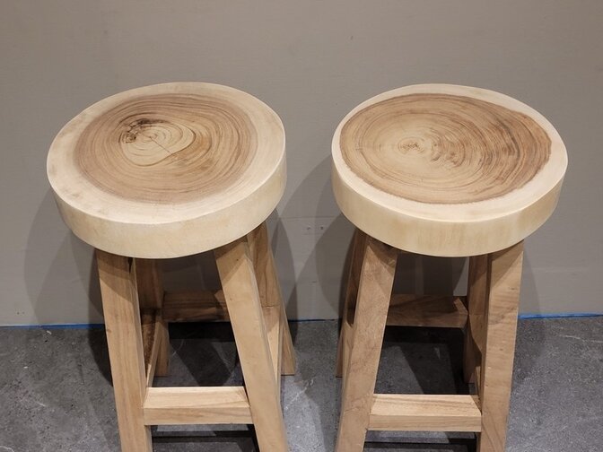 Tree trunk bar stool - round - 35x75x7 cm