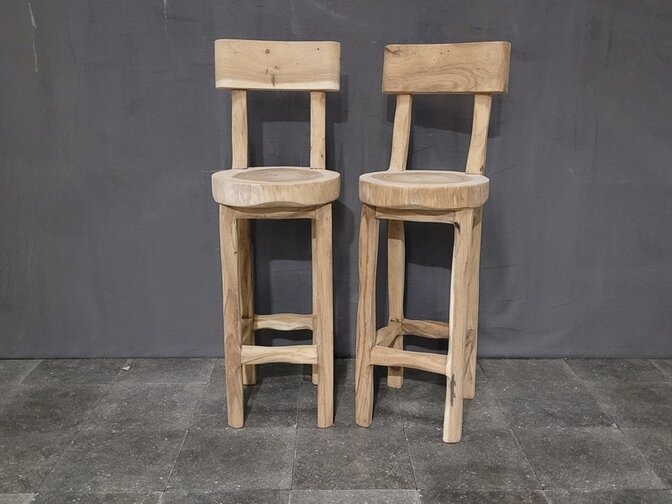 Suar bar stool with backrest