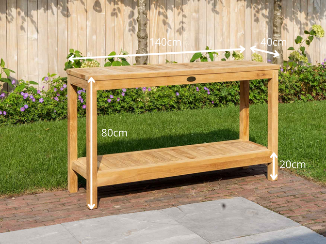 Teak sidetable Roma 140cm (40x140x80)